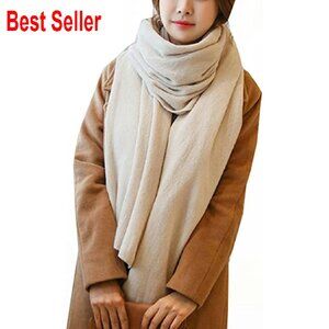 Oversized Winter Infinity Scarf Set Soft Wool Blend Blanket Shawl Chic Elegant